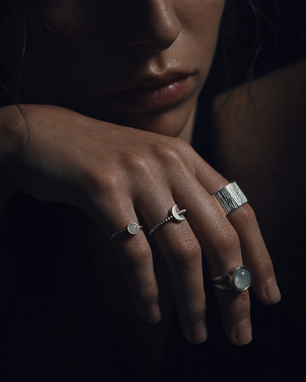 Selene Anew Moonstone 4 Ring Set