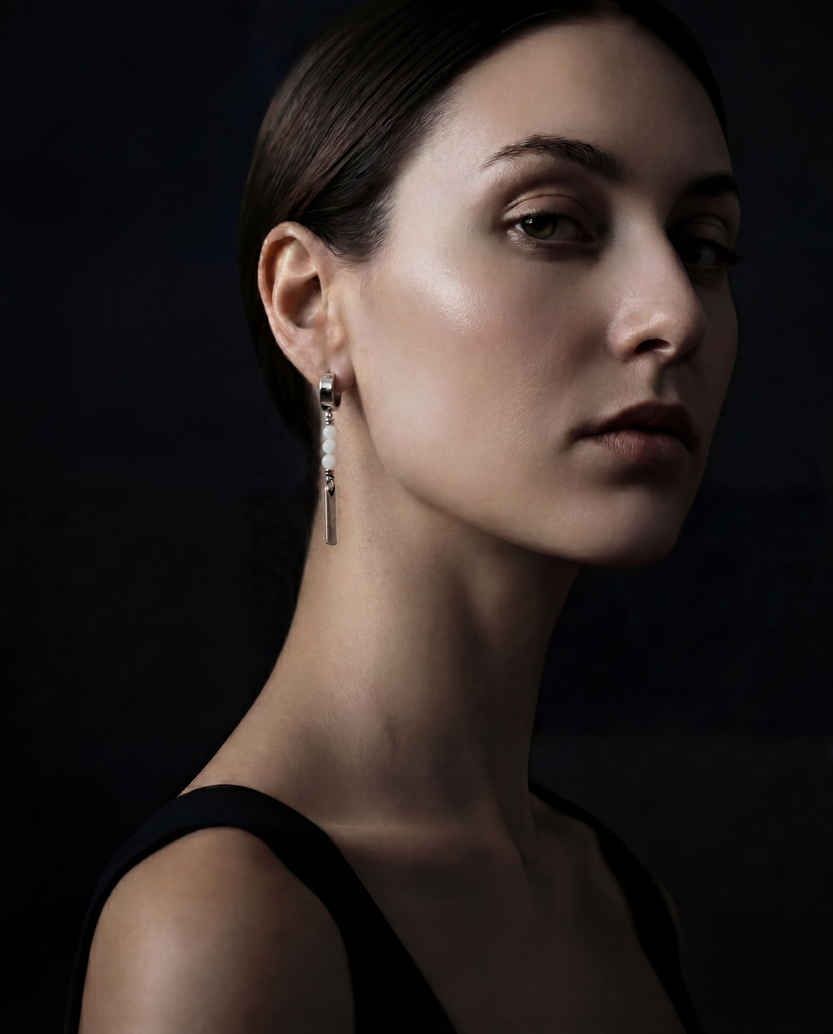 Selene Anew Moonstone Bar Earrings 4.5cm
