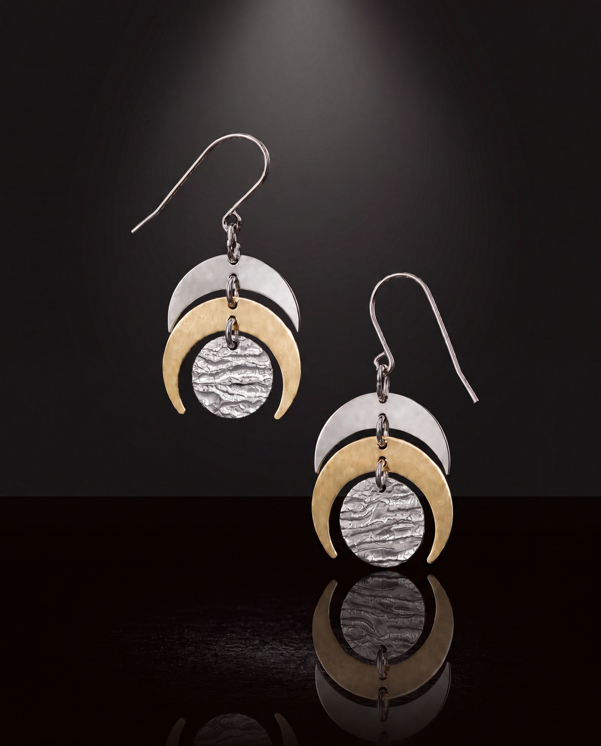 Luna Phase Earrings - 20mm Silver / Gold