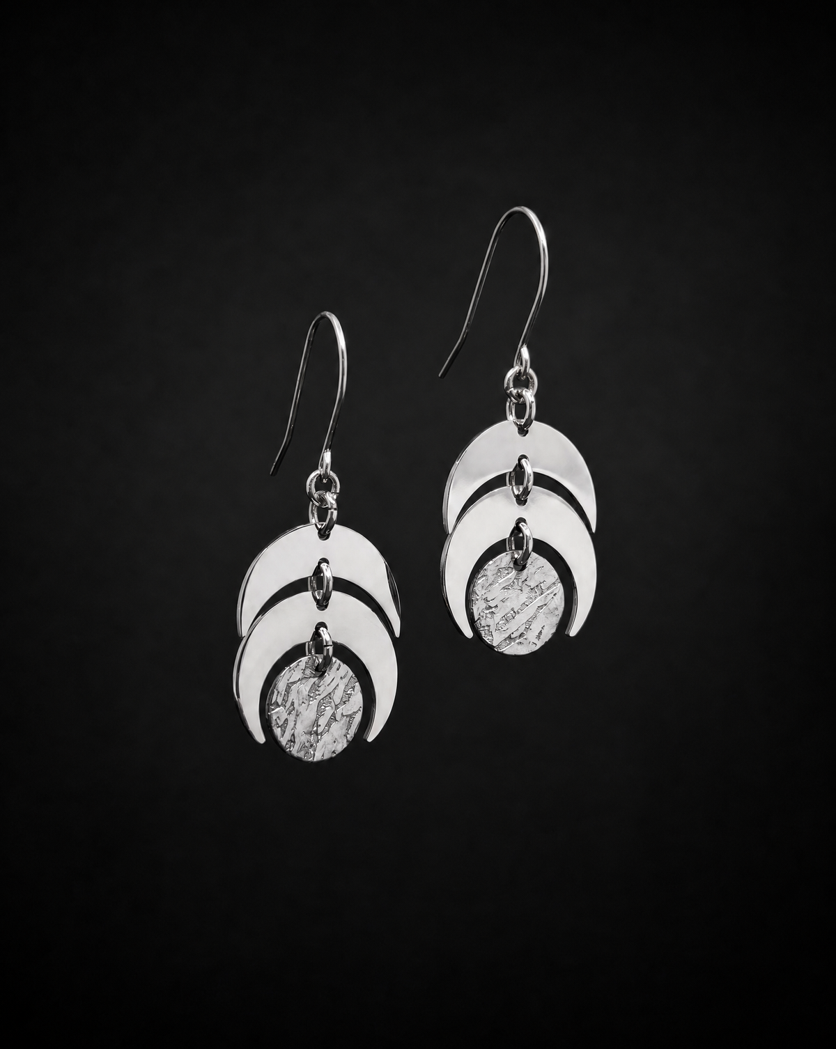 Luna Phase Earrings - 20mm Silver