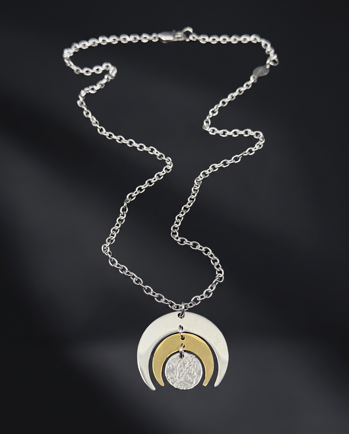 Luna Phase Necklace - 30mm  Silver / Gold