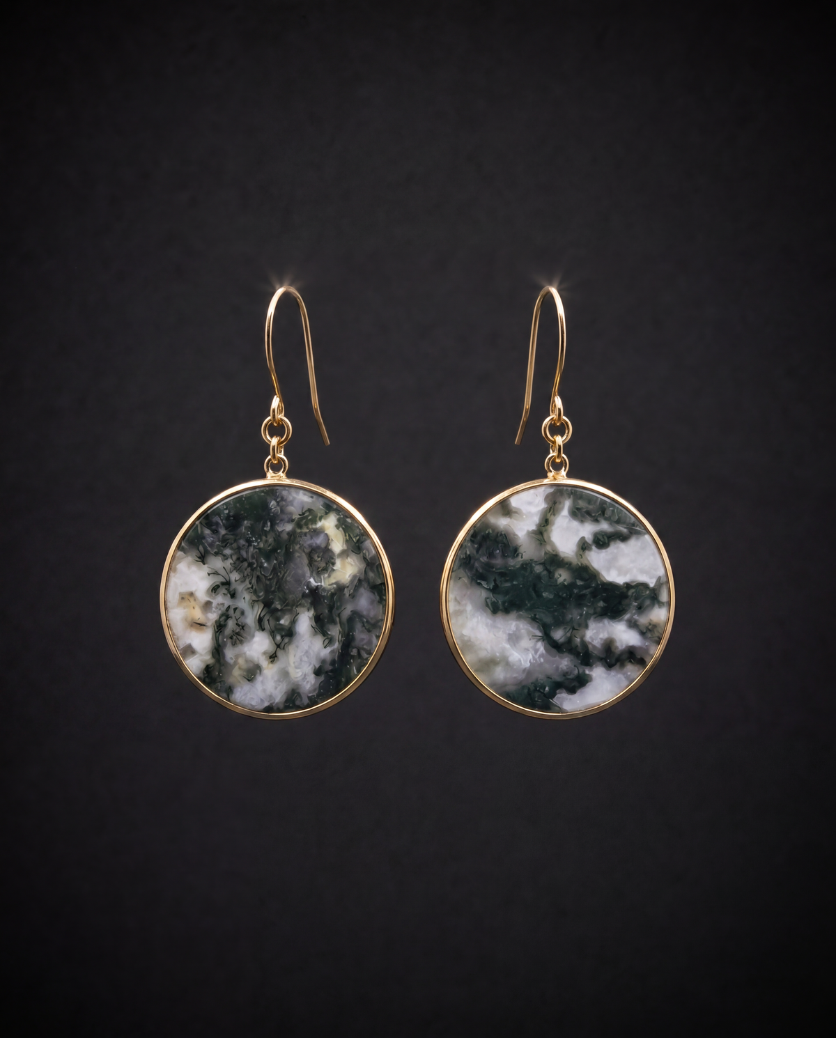 Nebulae Trace Earrings - Moss Agate