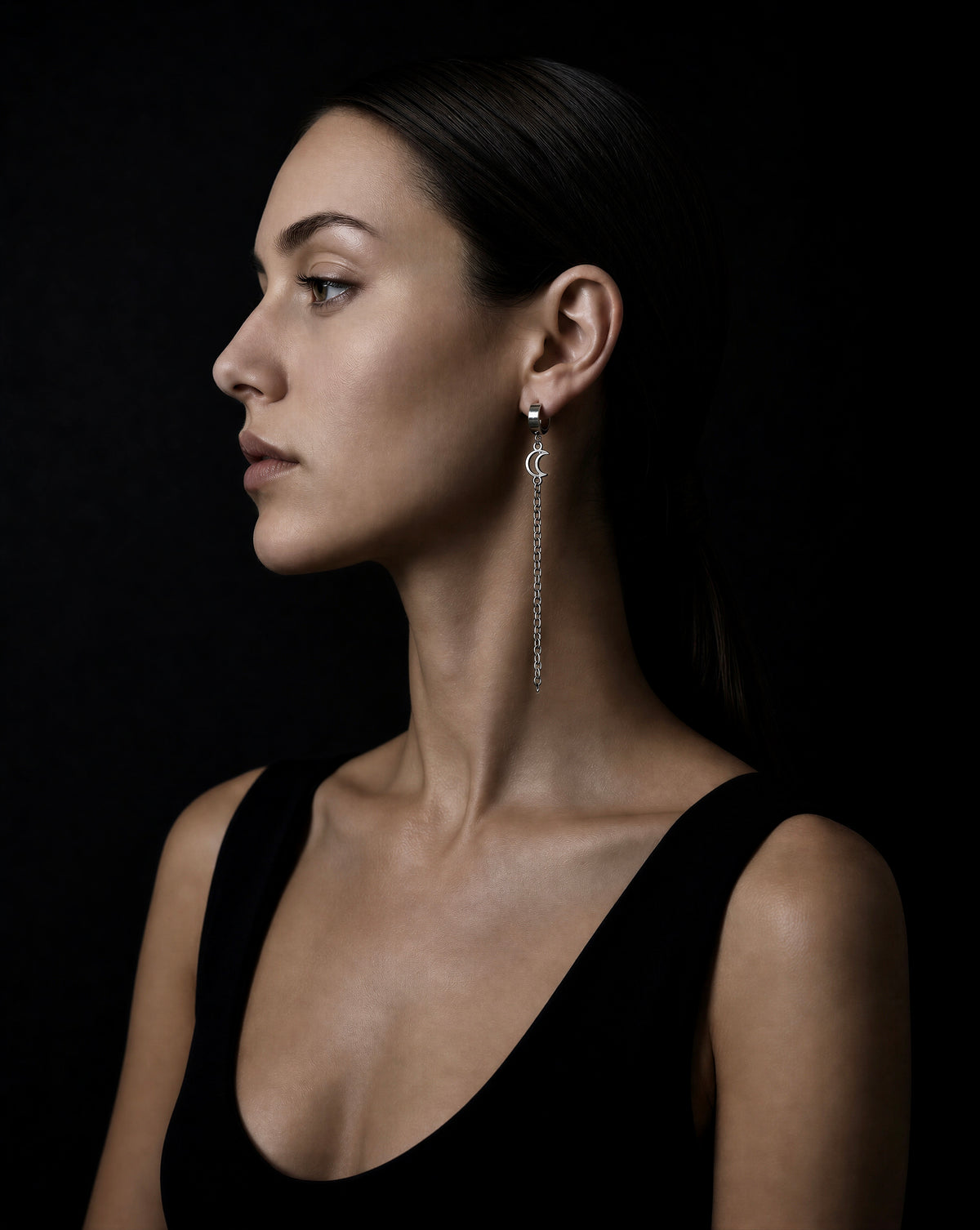 Selene Anew Moon Chain Earrings 8.5cm