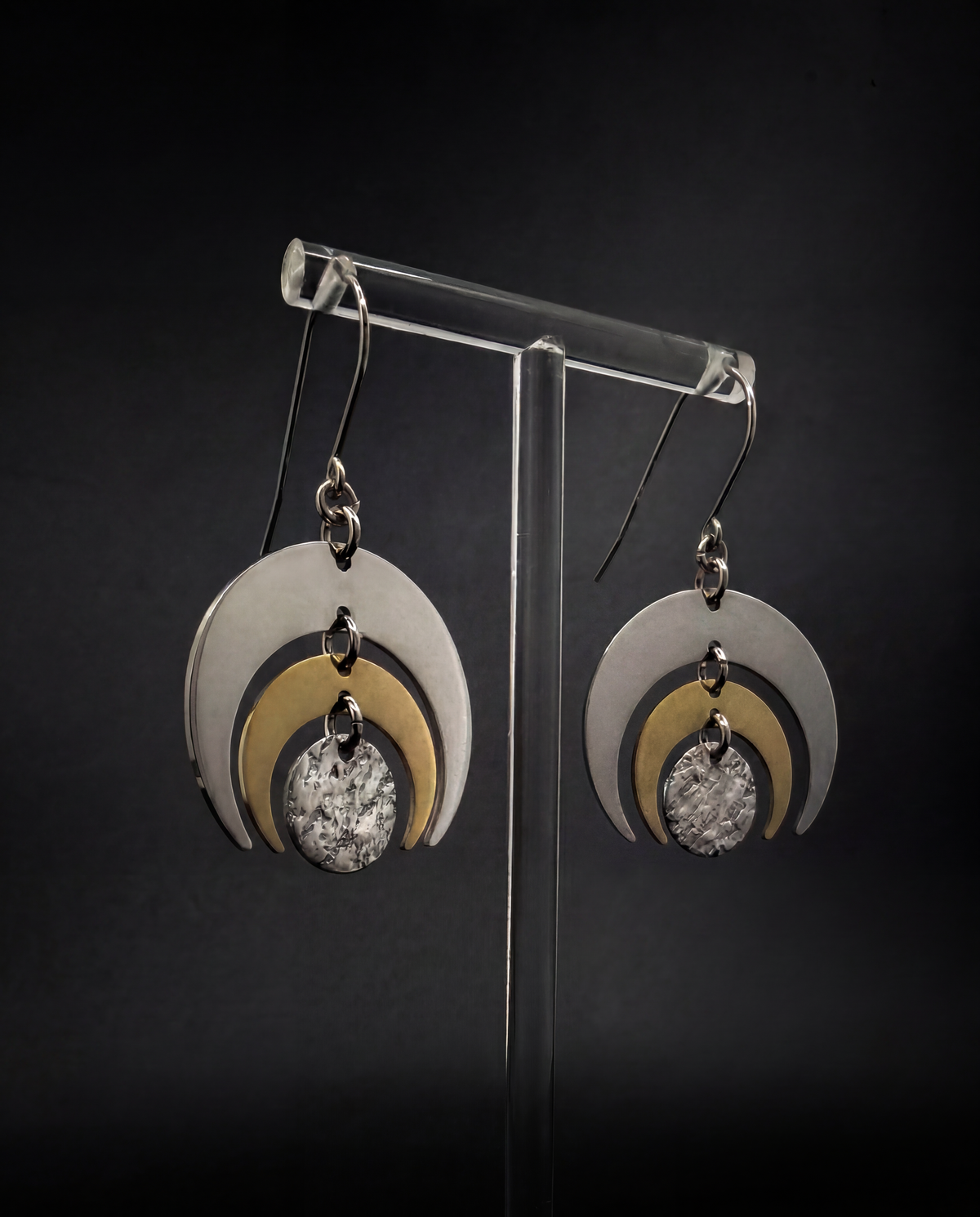 Luna Phase Earrings - 30mm  Silver / Gold
