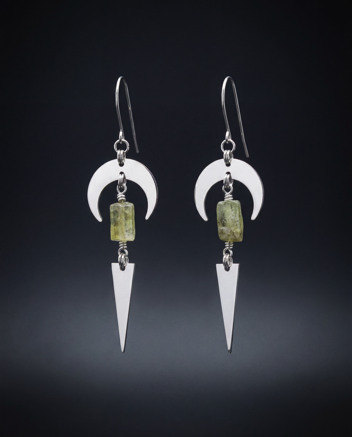 Orion Arc Earrings - Green Garnet - July gemstone