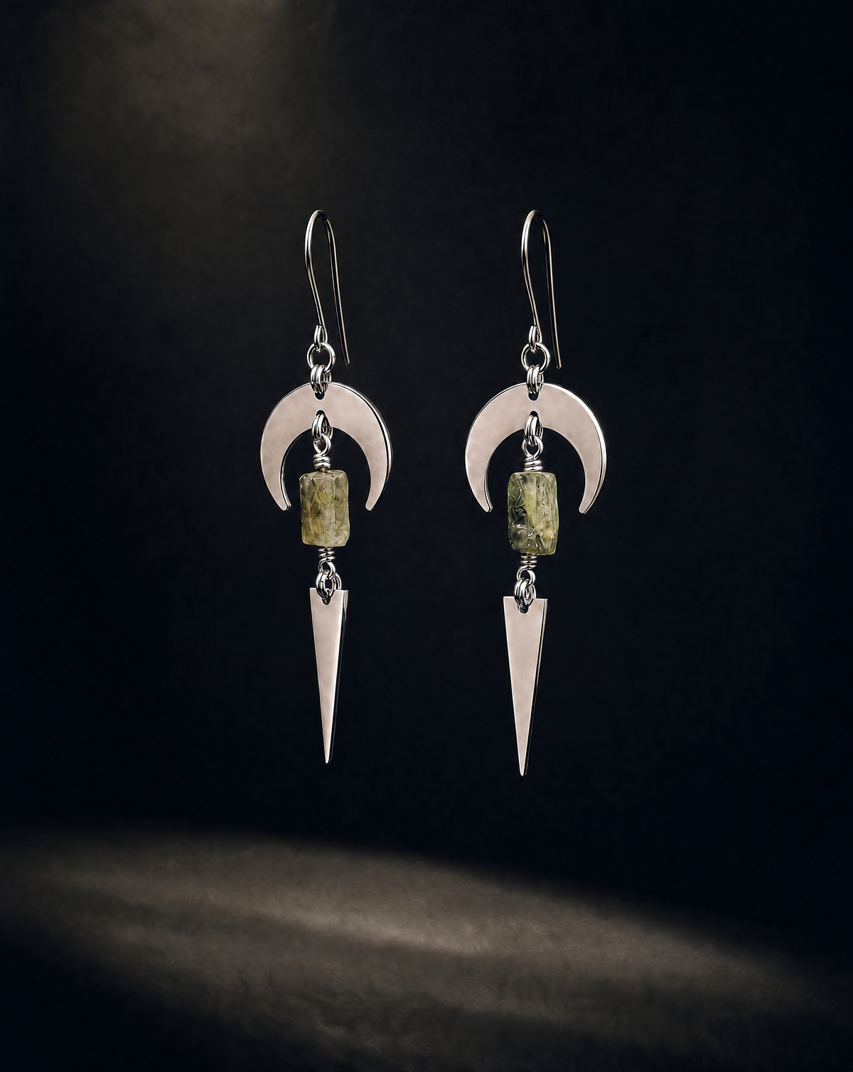 Orion Arc Earrings - Green Garnet - July gemstone