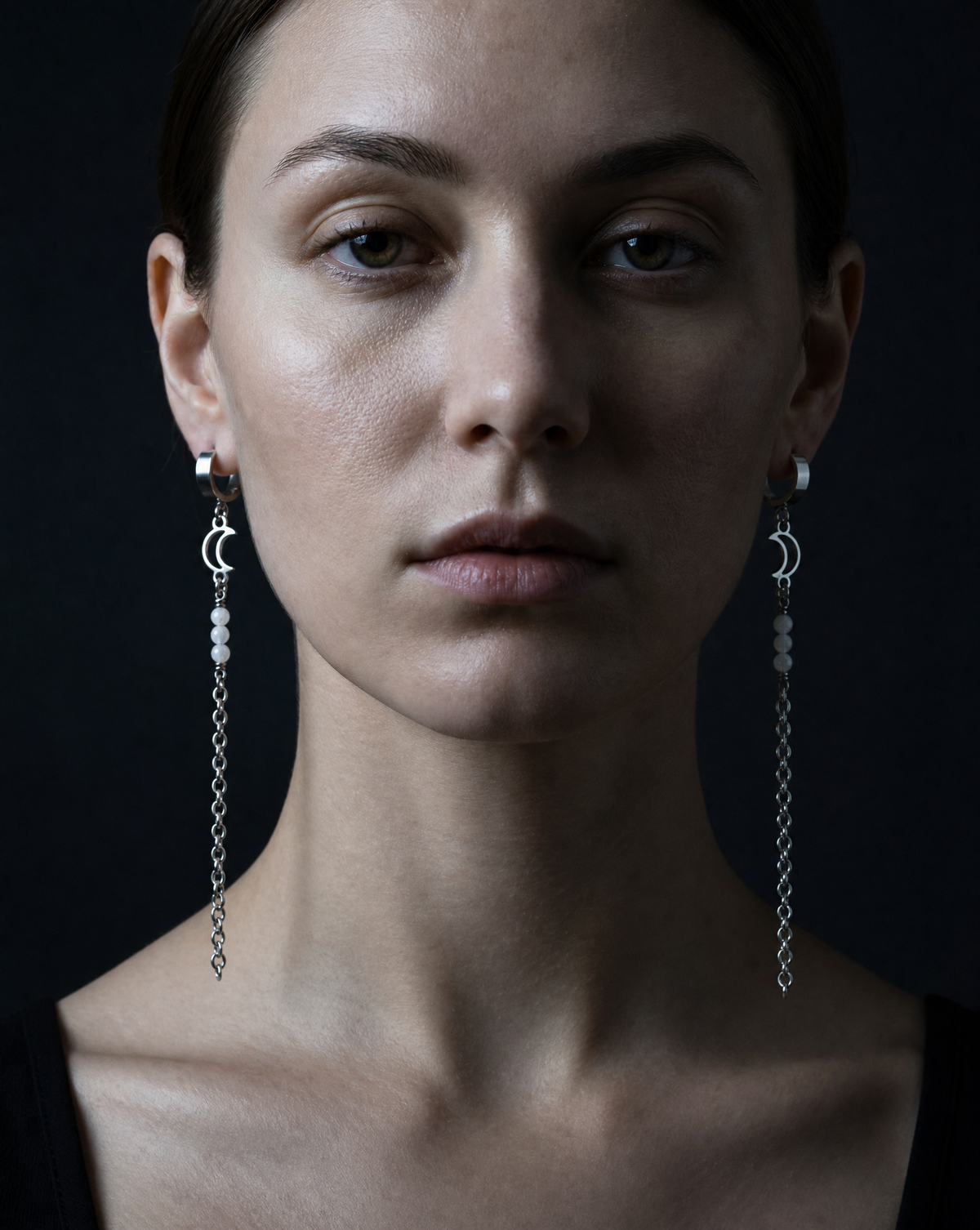 Selene Anew Moonstone Chain Earrings 10cm