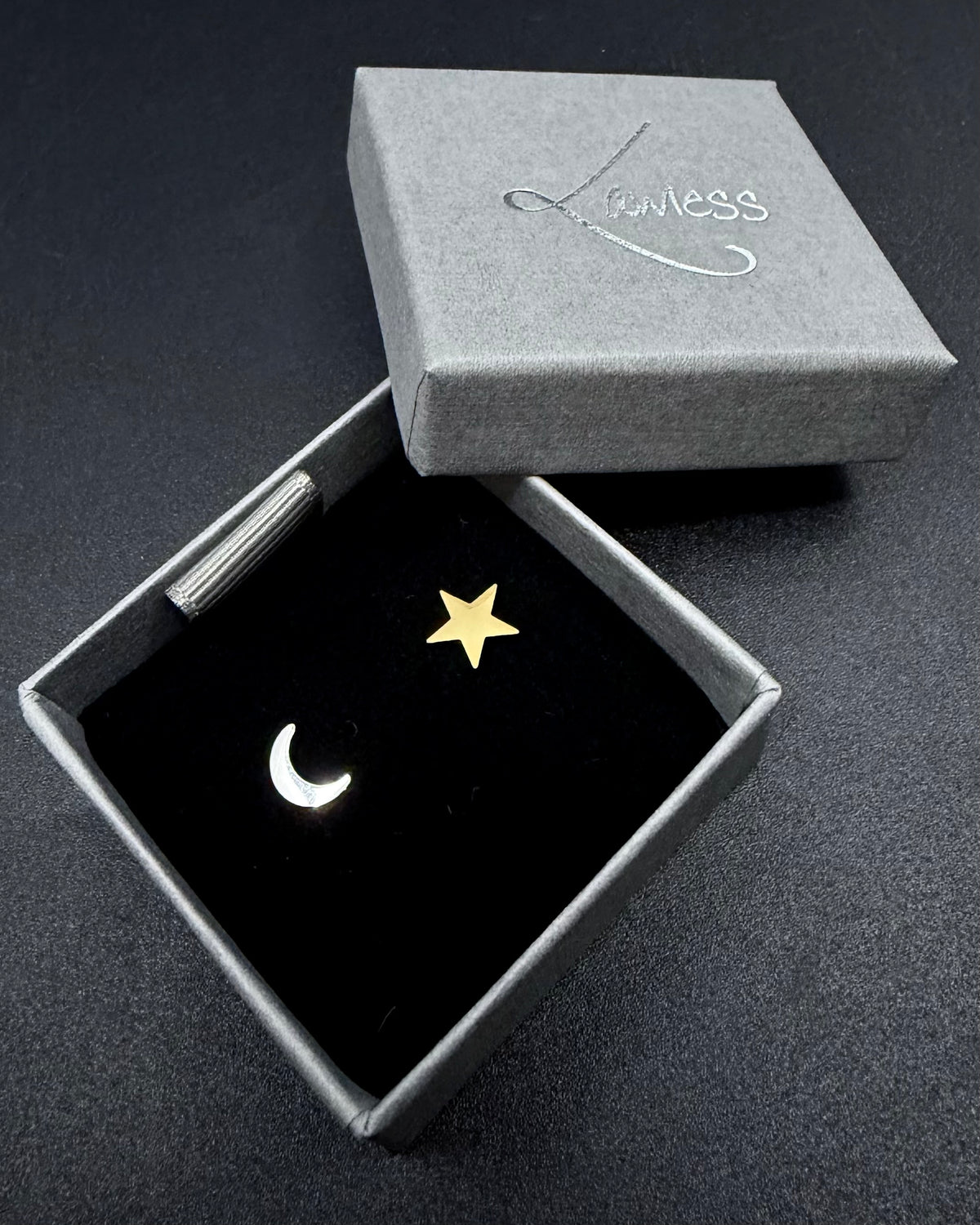 Eos Equinox Studs Earrings - Moon and Star Gold
