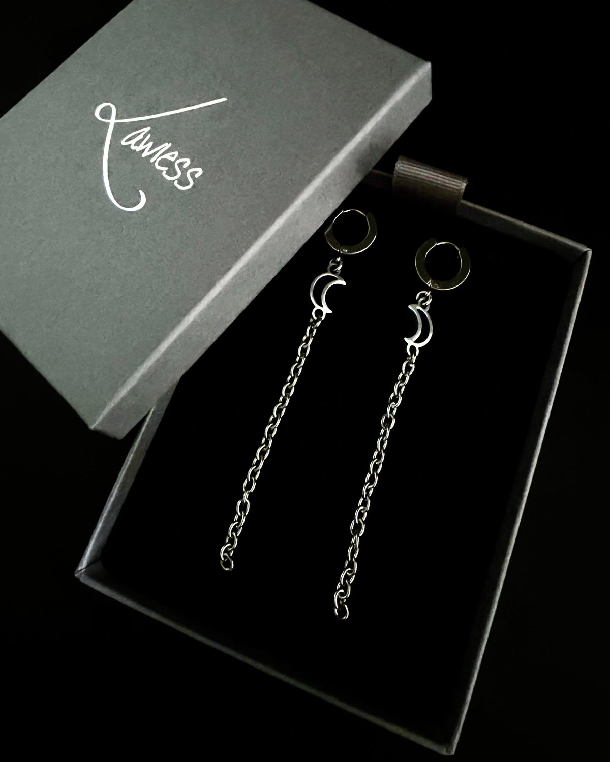 Selene Anew Moon Chain Earrings 8.5cm