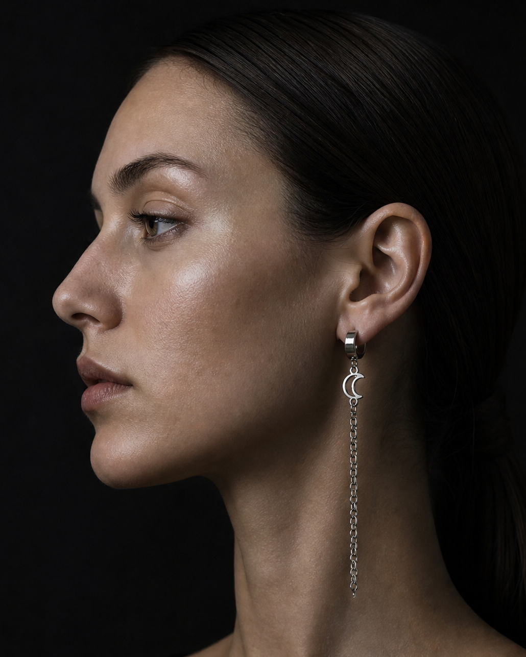 Selene Anew Moon Chain Earrings 8.5cm