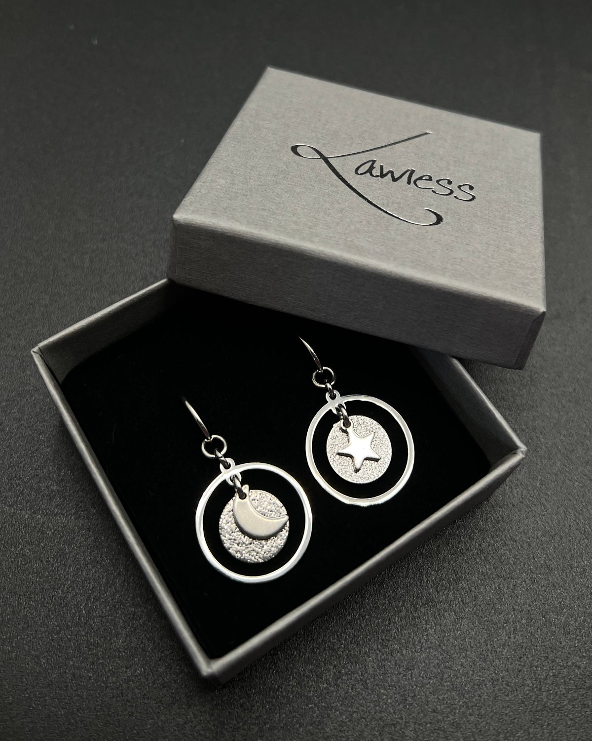 Urania Convertible Moon & Star Hoop Earrings - Silver  image 3
